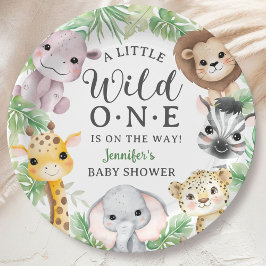 Prato De Papel Wild One Safari Animals Baby Shower Gender Neutral