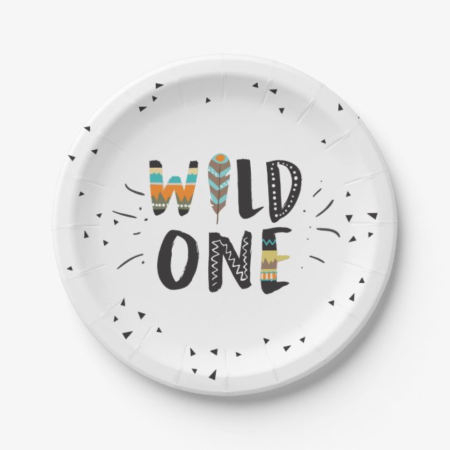 Prato De Papel Wild One Tribal First aniversário Paper Plates Boh (Frente)
