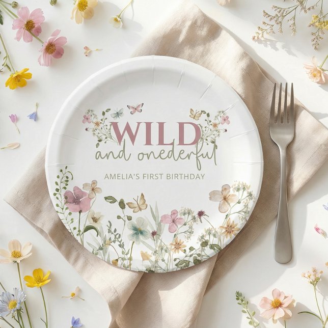 Prato De Papel Wild & Onederful Wildflower 1st Birthday Party (Criador carregado)