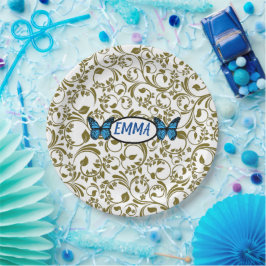 Prato De Papel Wild Romantic Field Blue butterflies