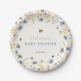Prato De Papel Wildflower Baby Shower Spring