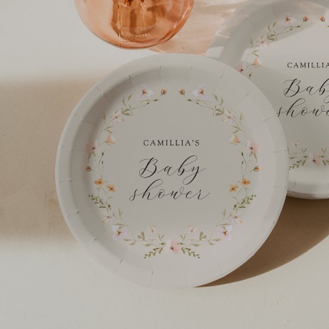 Prato De Papel Wildflower Boho Floral Chá de fraldas (Criador carregado)