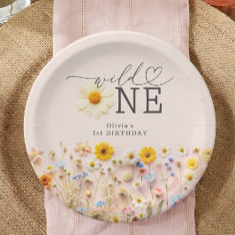 Prato De Papel Wildflower de uma primeiro aniversario
