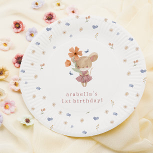 Prato De Papel Wildflower One Boho Watercolor primeiro aniversari