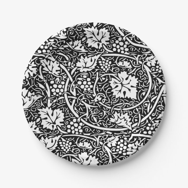 Prato De Papel William Morris Black White Grape Vine (Frente)