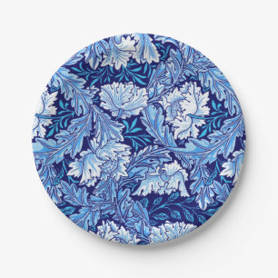 Prato De Papel William Morris Floral, Cobalt Azul e Branco