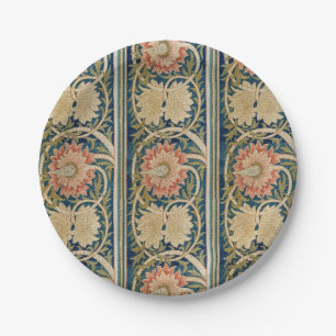 Prato De Papel William Morris Floral de Seda Rosa Embutido Antigo