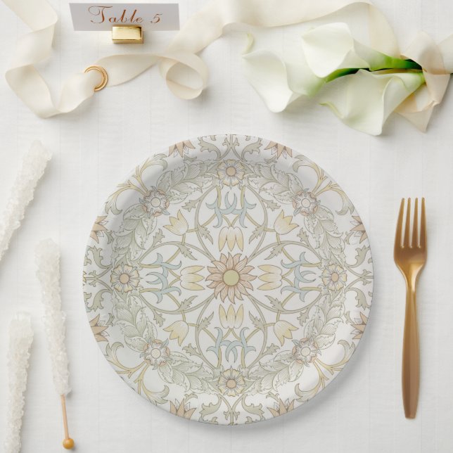 Prato De Papel William Morris Floral Paper Plates (Casamento)