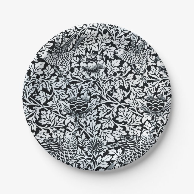 Prato De Papel William Morris Floral Pattern Bird Anenome (Frente)