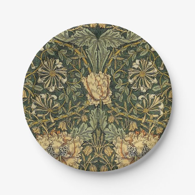 Prato De Papel William Morris Honeysuckle Green Floral (Frente)
