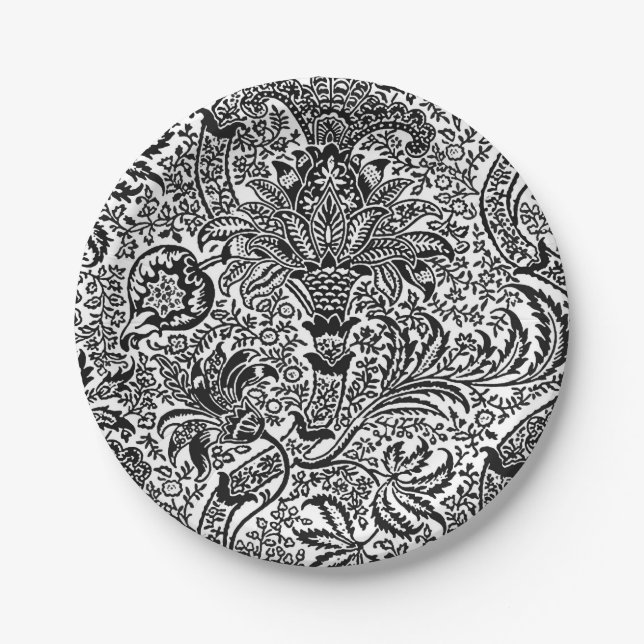Prato De Papel William Morris Indian, Black and White (Frente)