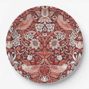 Prato De Papel William Morris Morango Furtado Terracota Pássaro