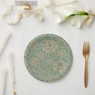 Prato De Papel William Morris Padrão Floral Grafton Verde Sálvia