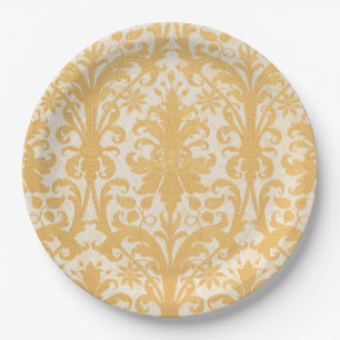 Prato De Papel William Morris Salgueiro e Dourado Damasko Luxo