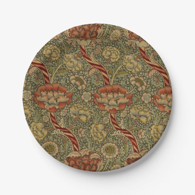 Prato De Papel William Morris Wandle English Floral Damask Design (Frente)