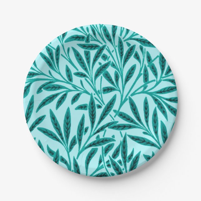 Prato De Papel William Morris Willow Pattern, Turquoise & Aqua (Frente)