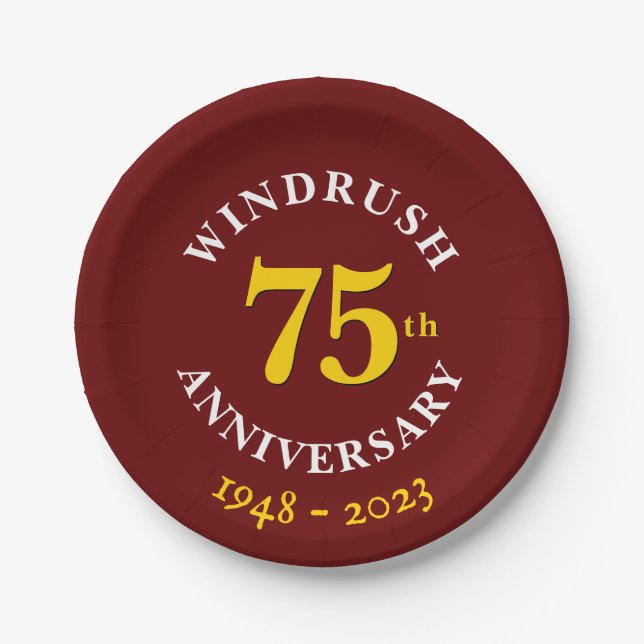 Prato De Papel Windrush geração 75 anos (Frente)