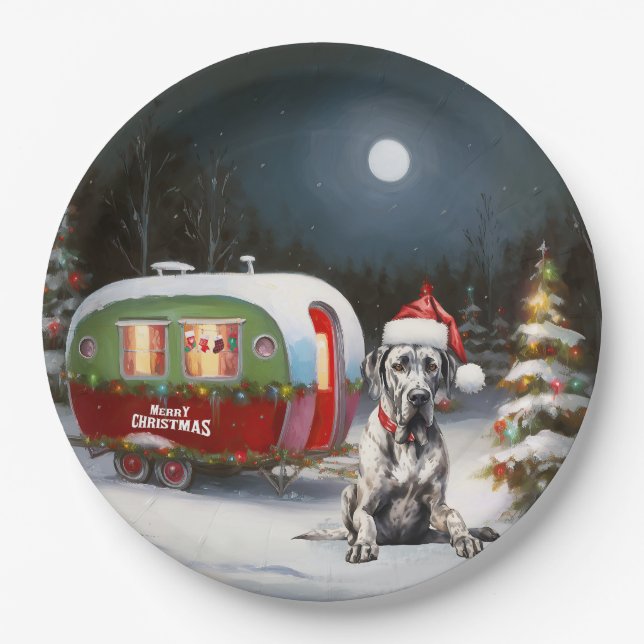 Prato De Papel Winter Great Dane Caravan Christmas Adventure (Frente)