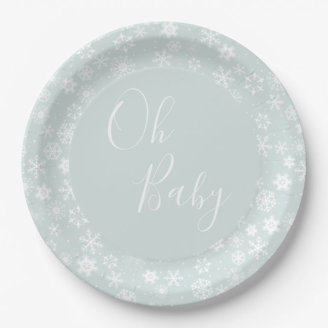 Prato De Papel Winter Oh Baby Plates Little Snowflake Baby (Frente)