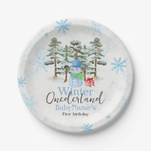 Prato De Papel Winter Onederland First Birday Cute Snowman