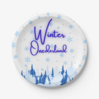 Prato De Papel Winter Onederland First Birthday Party Plates
