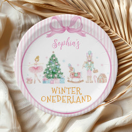 Prato De Papel Winter Onederland Nutcracker Pink Girl Birthday