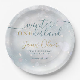 Prato De Papel Winter Onederland primeiro aniversario Blue E Dour