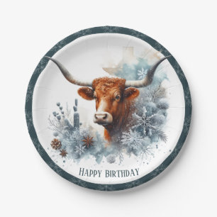 Prato De Papel Winter Vibes Texas Longhorn Birthday