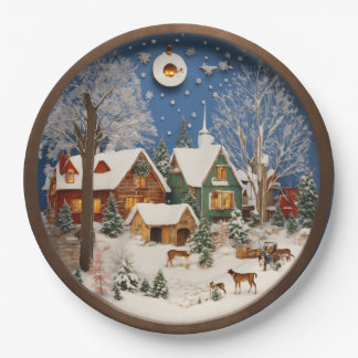 Prato De Papel "Winter Village 3D Wall Art"