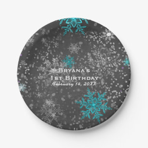 Prato De Papel Winter Wonderland Chalk Teal & Purple Custom Party