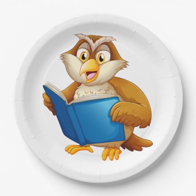Prato De Papel Wise Owl Reading Book (Frente)