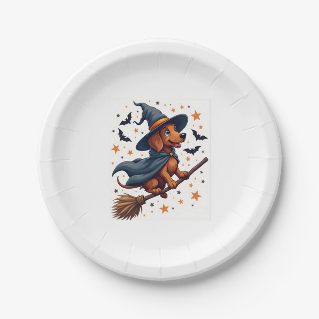 Prato De Papel Witchy Dachshund Delight (Frente)