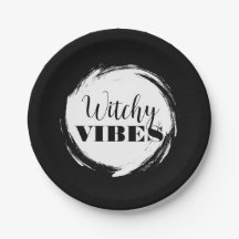 Witchy Halloween Party Black and White