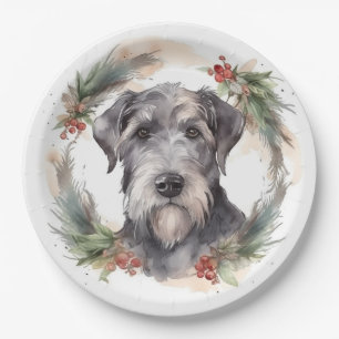 Prato De Papel Wolfhound Christmas Wreath Festivo Pup