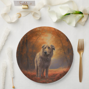 Prato De Papel Wolfhound no outono Folhas caem inspiração
