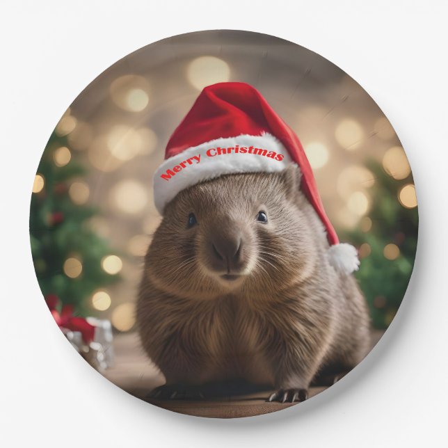 Prato De Papel "Wombat Wonderland: A Cozy Christmas Eve" (Frente)