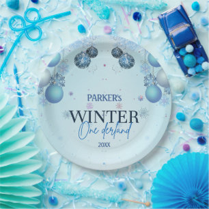 Prato De Papel Wonderland Blue Watercolor