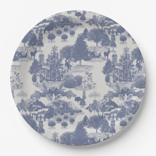 Prato De Papel Wonderland de inverno azul (Frente)