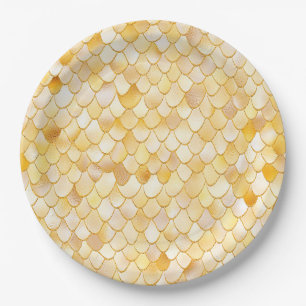 Prato De Papel Wonky Watercolor Dourado Glitter Metal Scales de S