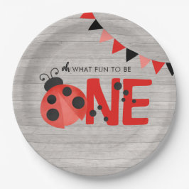 Prato De Papel Wood Watercolor Ladybug Oh Que Divertido Ser Um