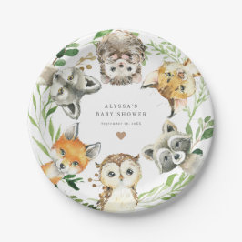 Prato De Papel Woodland Animals Baby Shower Paper Plates