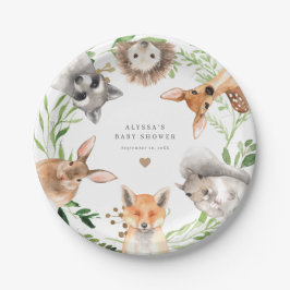 Prato De Papel Woodland Animals Baby Shower Paper Plates