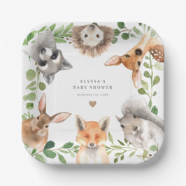 Prato De Papel Woodland Animals Baby Shower Paper Plates