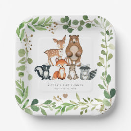 Prato De Papel Woodland Animals Baby Shower Paper Plates