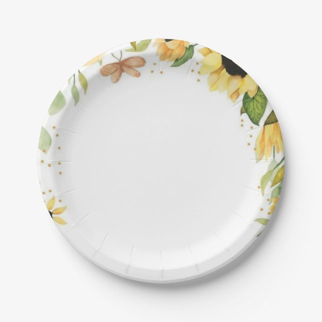 Prato De Papel Woodland Animals Rubor Floral primer cumpleaños (Frente)