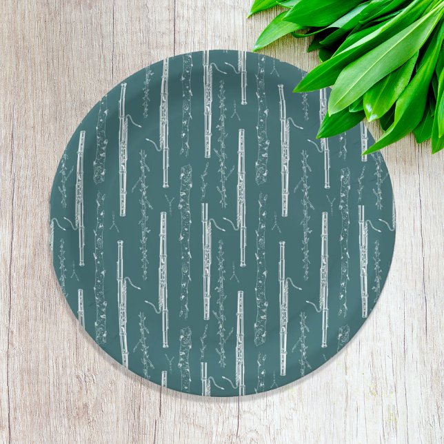 Prato De Papel Woodland Bassoon (Woodland Bassoon Pattern Paper Plates)