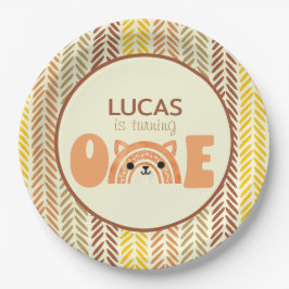 Prato De Papel Woodland Boho Rainbow Fox Primeiro Aniversário