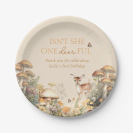 Prato De Papel Woodland Deer Whimsical Primeiro Aniversário