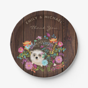 Prato De Papel Woodland Hedgehog Plates Russo Watercolor