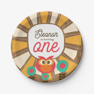 Prato De Papel Woodland Owl First Birthday Invitation – One Year 